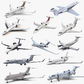 Rigged Business Jets Collection 5 3D model